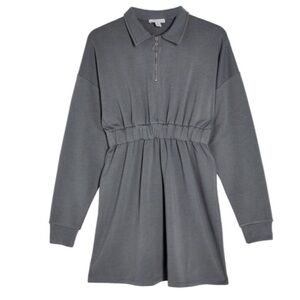 Topshop French terry dress with zipper - gray